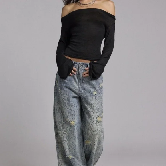 BRAND NEW Ragged Priest Snake Print Jeans Slim Sweeper Jean wSnake Print SIZE 28 - Picture 6 of 6